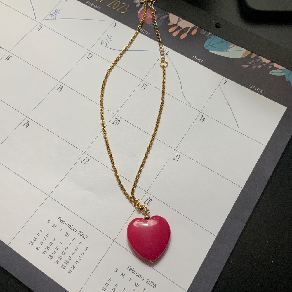 Sequin Fuschia Heart Necklace